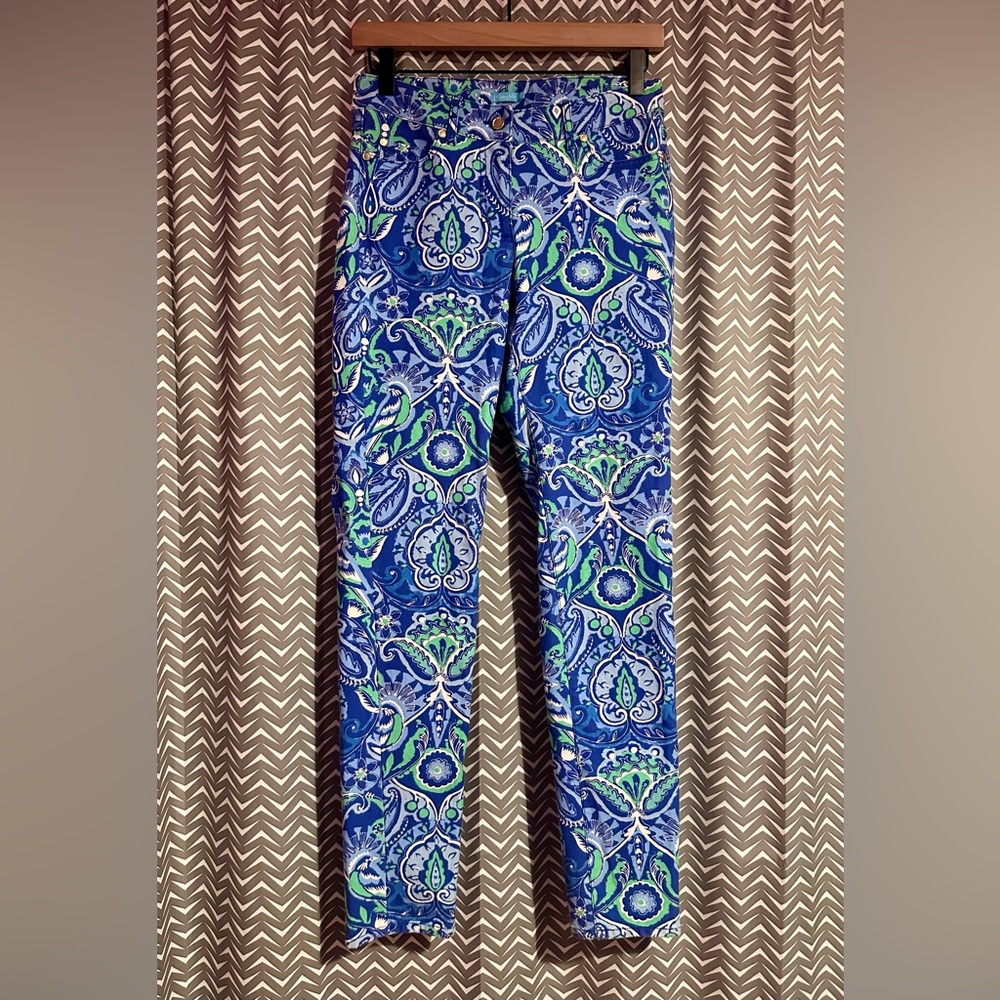 J. McLaughlin‎ | Blue/Green Paisley Skinny Ankle Pants, Size 0